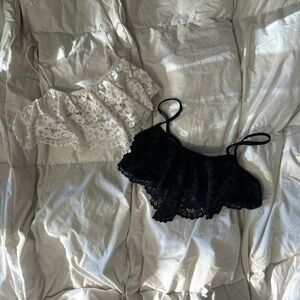 Victoria's Secret Black and White Lace Bralette Duo